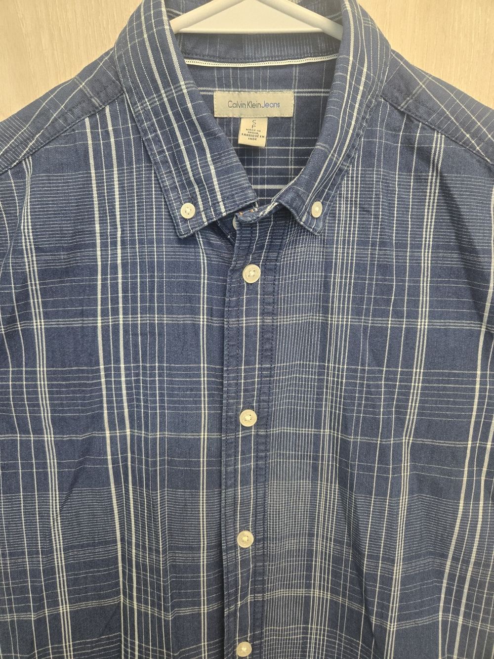 Calvin Klein Jeans Men's Blue Plaid Button-Down Shirt